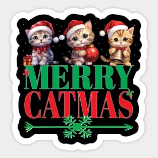 Christmas Cats With Santa Hat Merry Catmas Kitten Cat Lover Sticker